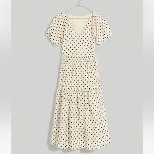 Madewell Tiered Puff-Sleeve Midi Wrap Dress